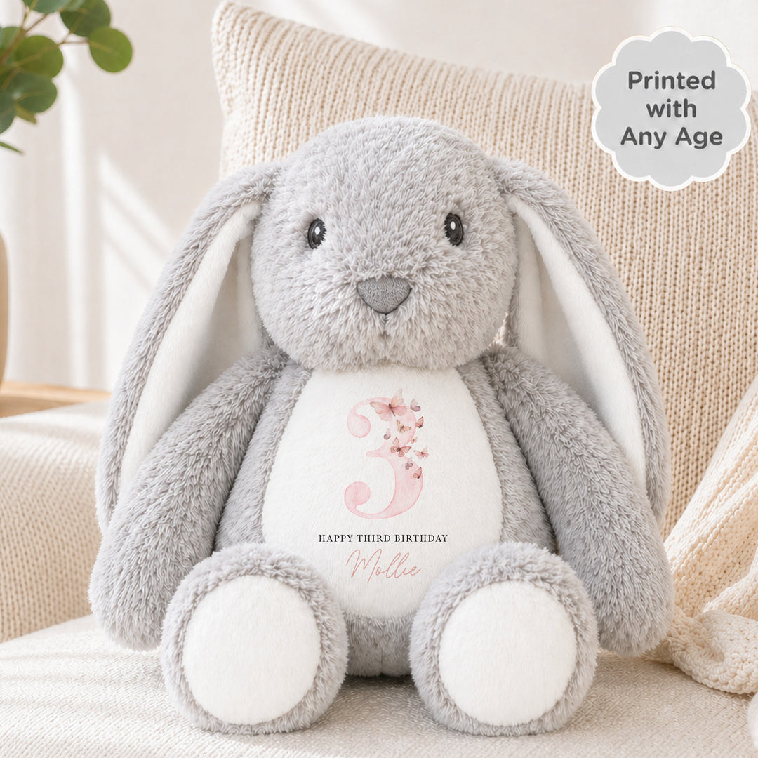 Personalised Pink Butterfly Any Age Birthday Teddy