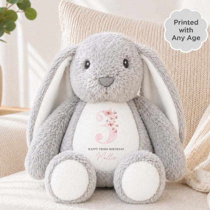 Personalised Pink Butterfly Any Age Birthday Teddy