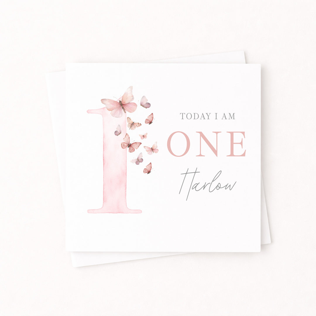 Personalised Pink Butterfly Birthday Card