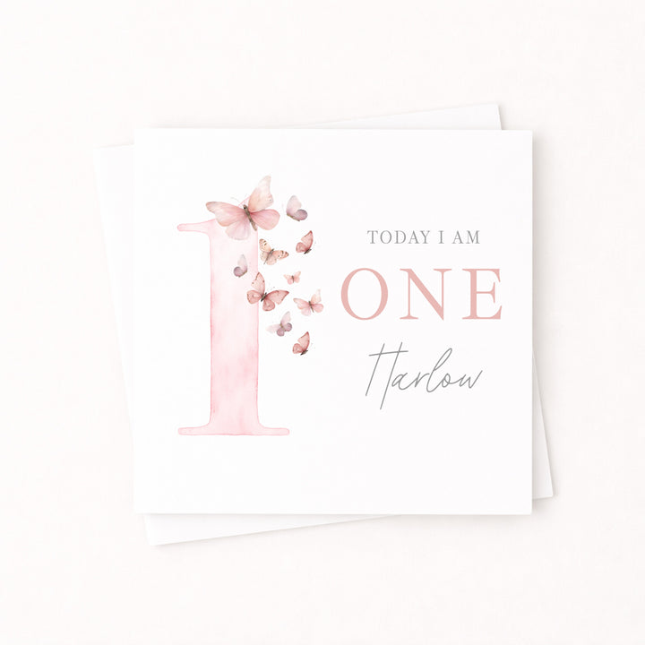 Personalised Pink Butterfly Birthday Card