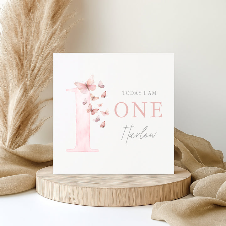 Personalised Pink Butterfly Birthday Card