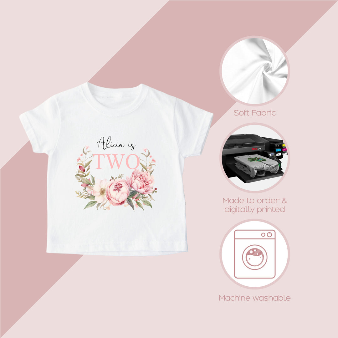 Personalised Floral Birthday T-shirt