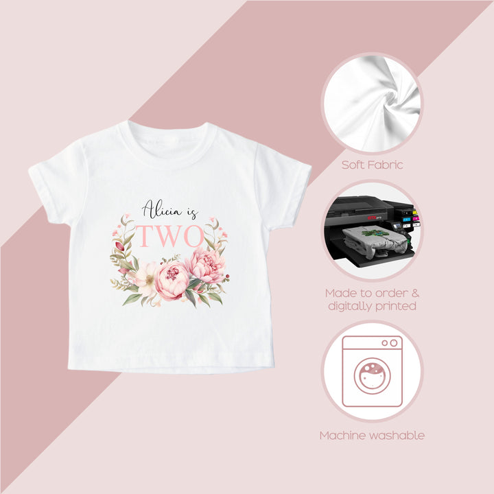 Personalised Floral Birthday T-shirt