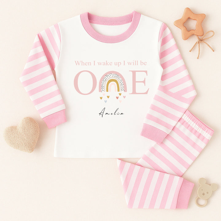 Personalised First Birthday Pink Rainbow Pyjamas