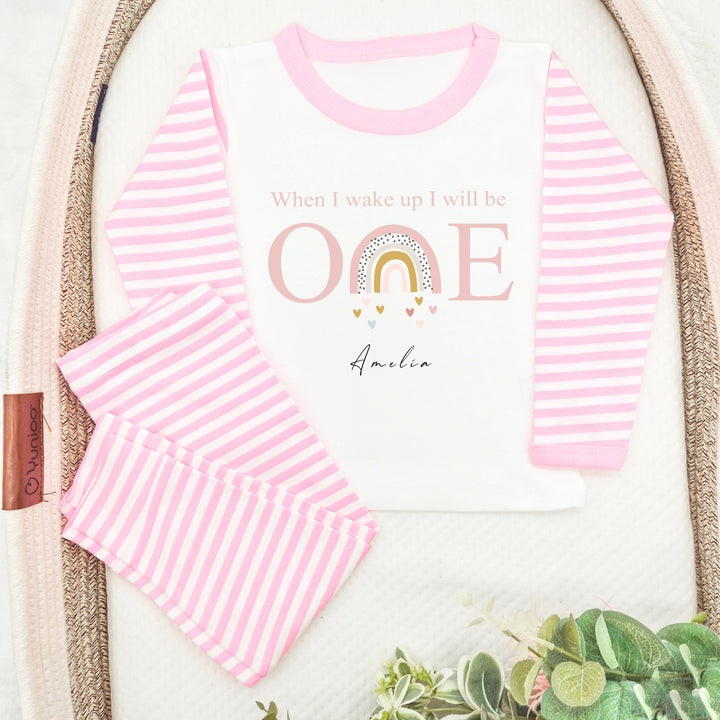 Personalised First Birthday Pink Rainbow Pyjamas
