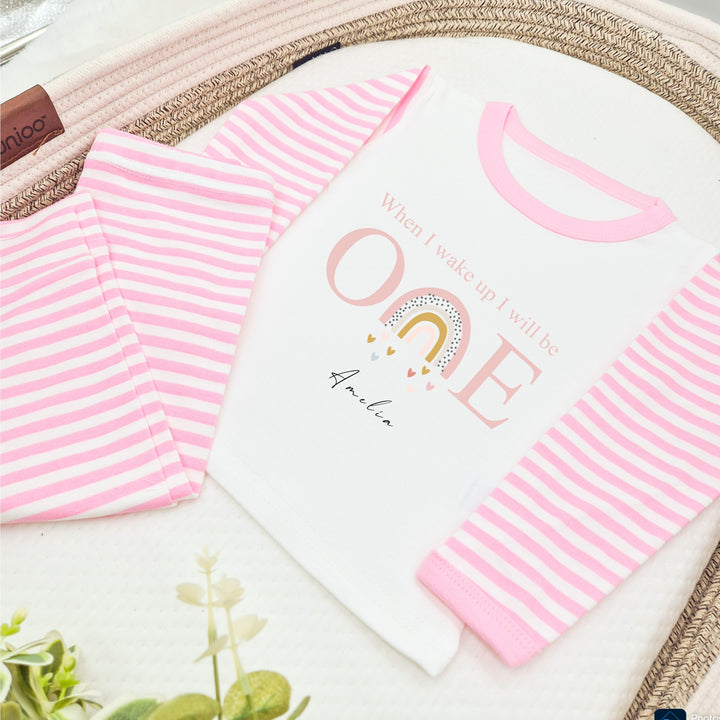 Personalised First Birthday Pink Rainbow Pyjamas