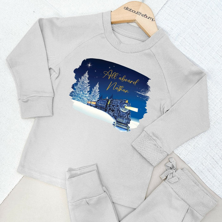 Personalised Christmas Train Printed Tracksuit