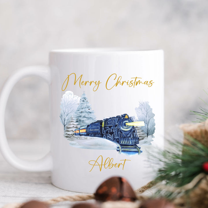 Personalised Festive Train Christmas Place Mat With Optional Cutlery and Mug