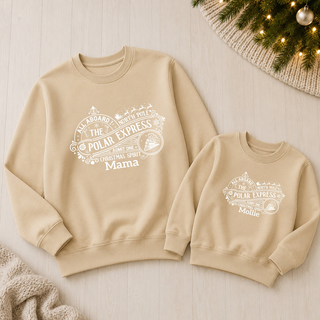 Personalised Polar Express Family Matching Christmas Jumpers