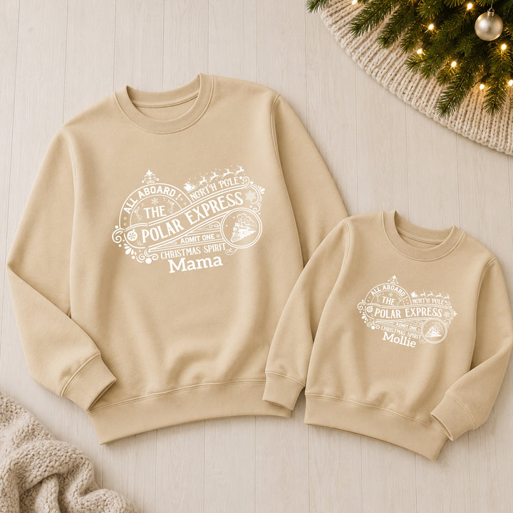 Personalised Polar Express Family Matching Christmas Jumpers