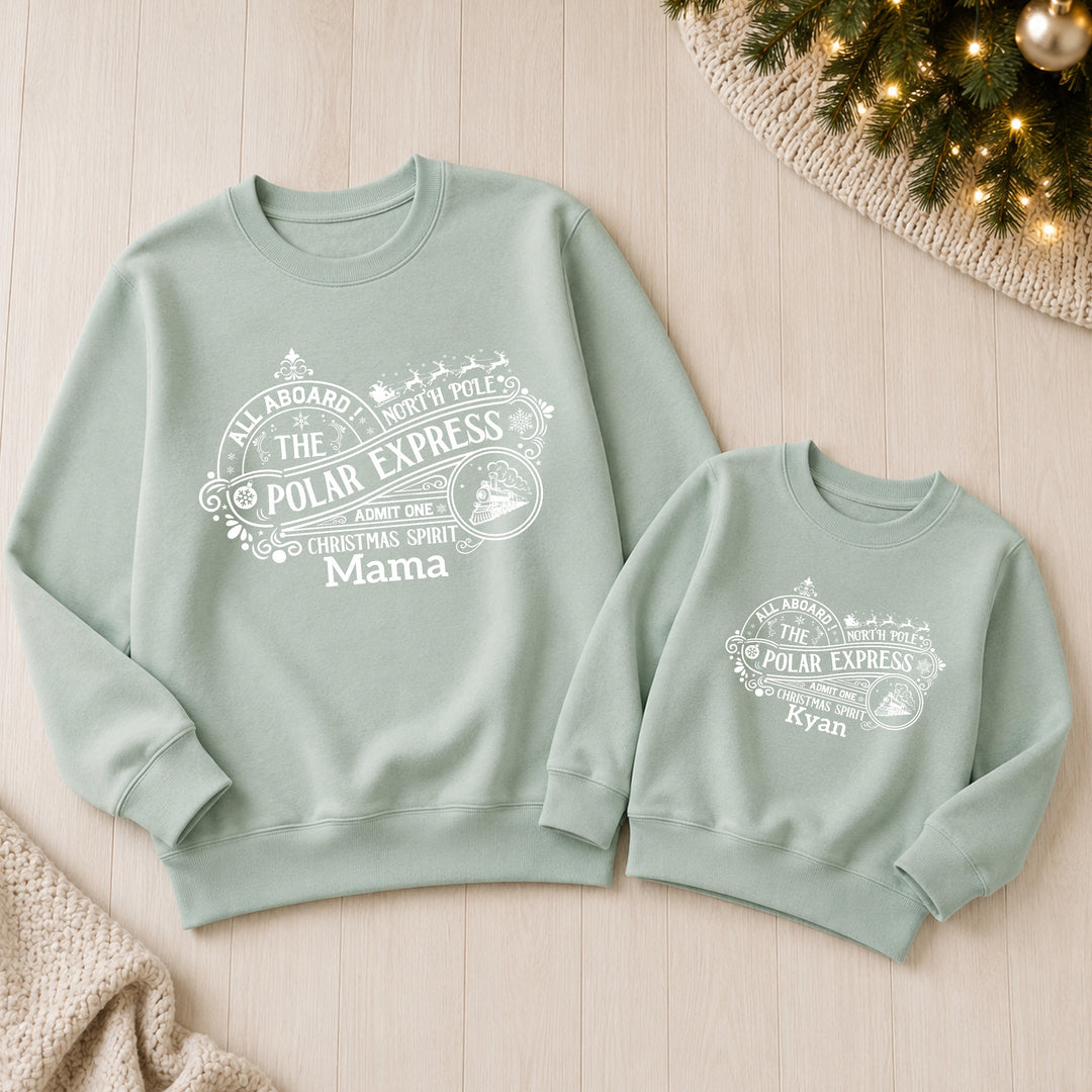 Personalised Polar Express Family Matching Christmas Jumpers