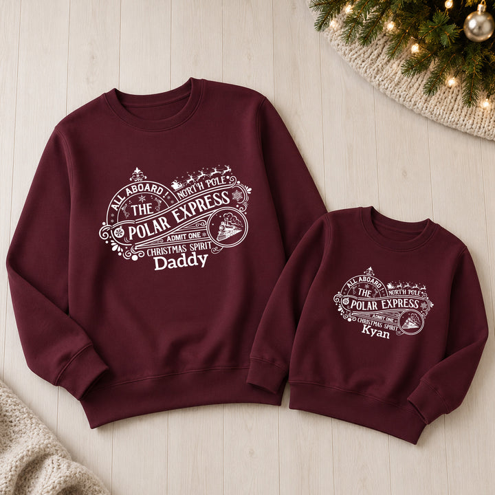 Personalised Polar Express Family Matching Christmas Jumpers