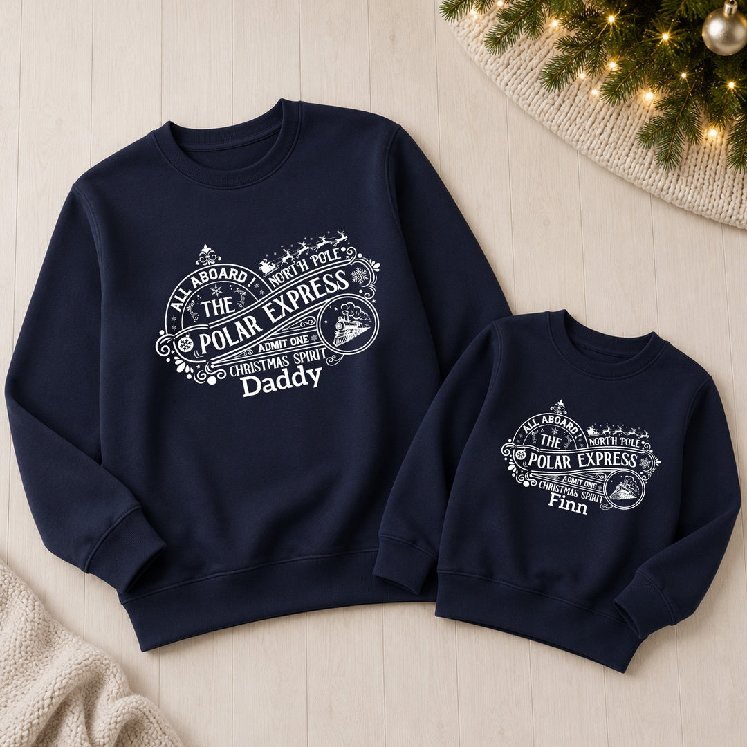 Personalised Polar Express Family Matching Christmas Jumpers