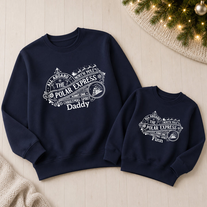 Personalised Polar Express Family Matching Christmas Jumpers