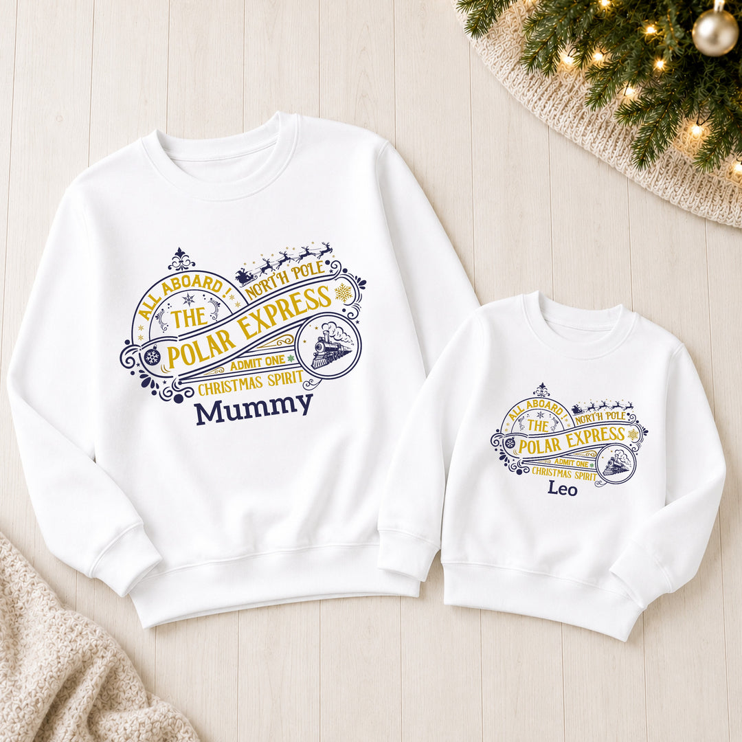 Personalised Polar Express Family Matching Christmas Jumpers