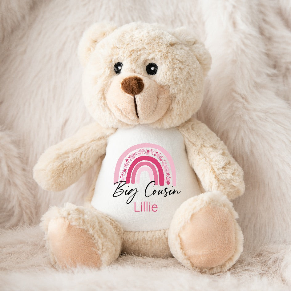 Personalised Pink Floral Big Cousing Teddy