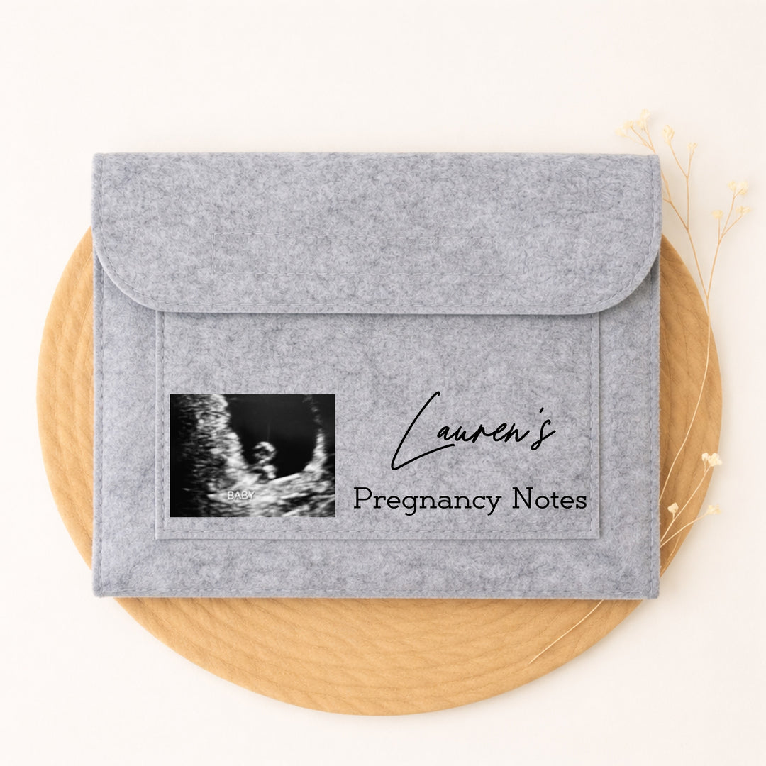 Personalised Grey Baby Scan Pregnancy Notes Folder