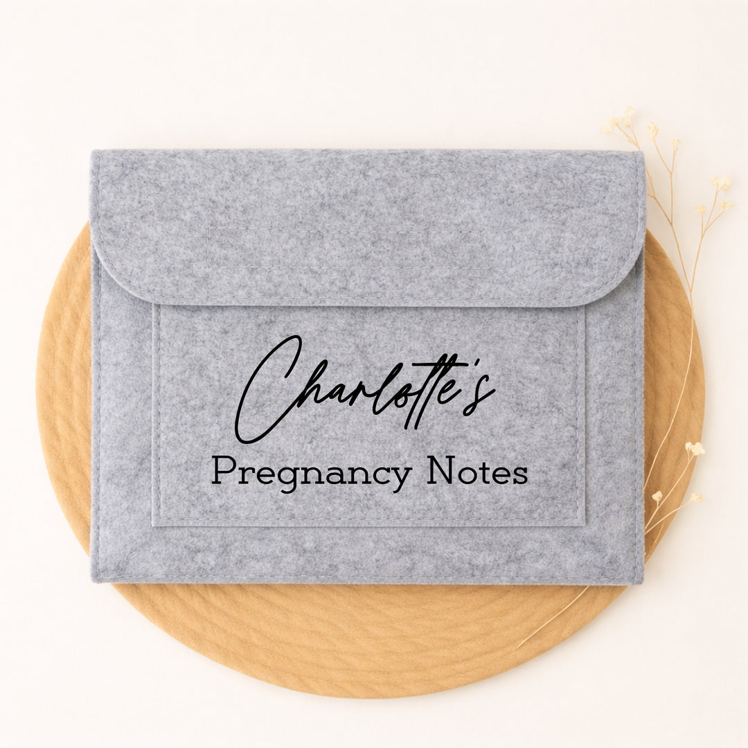 Personalised Grey Pregnancy Notes Folder