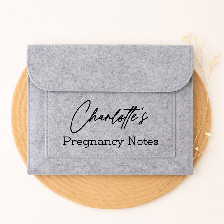 Personalised Grey Pregnancy Notes Folder