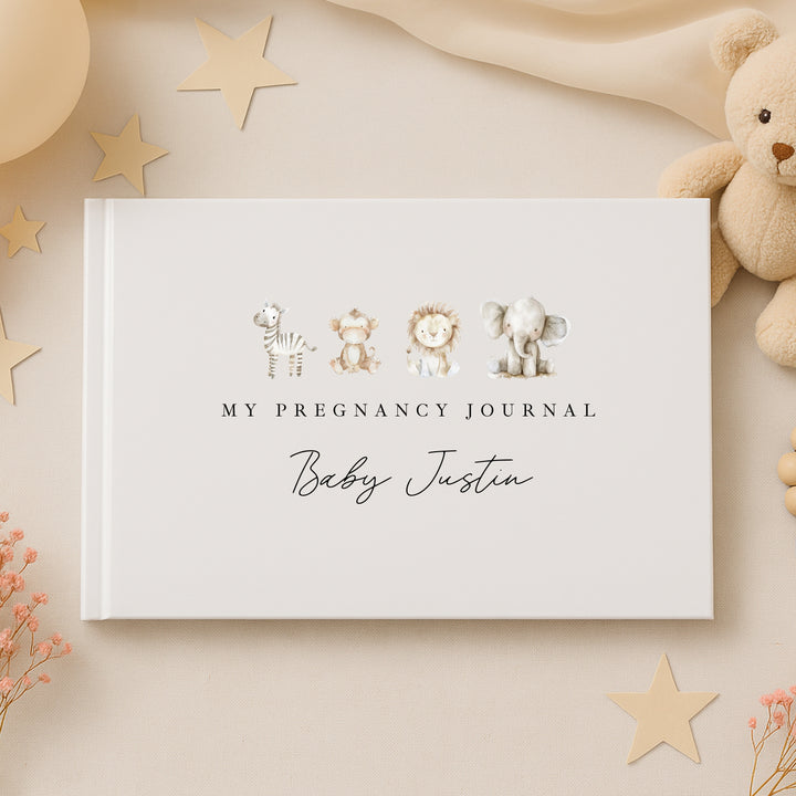 Personalised Watercolour Safari Pregnancy Journal