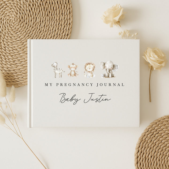 Personalised Watercolour Safari Pregnancy Journal