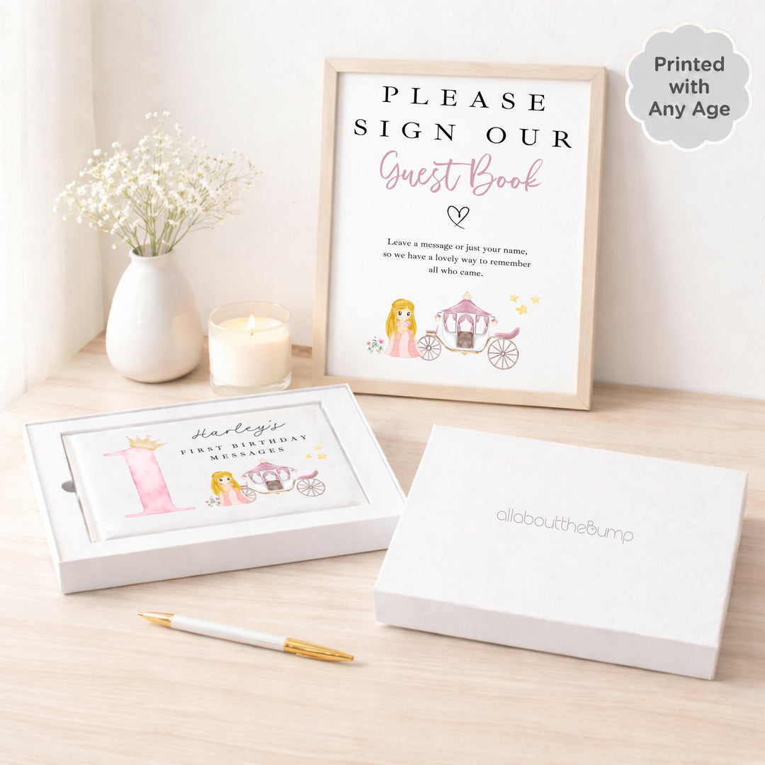 Personalised Pink Princess Any Age Birthday Party Guest Book