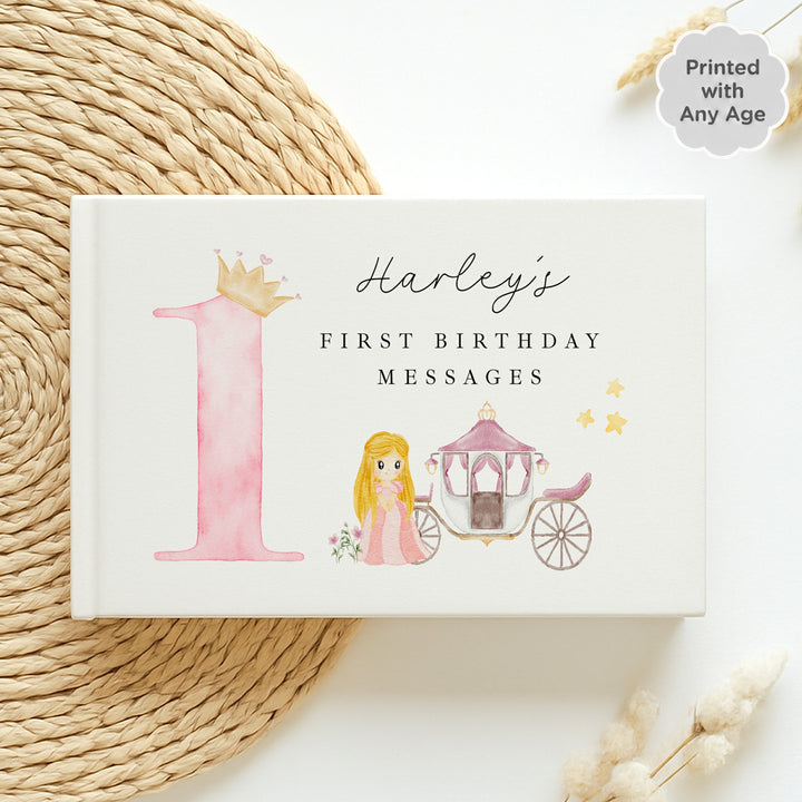 Personalised Pink Princess Any Age Birthday Party Guest Book