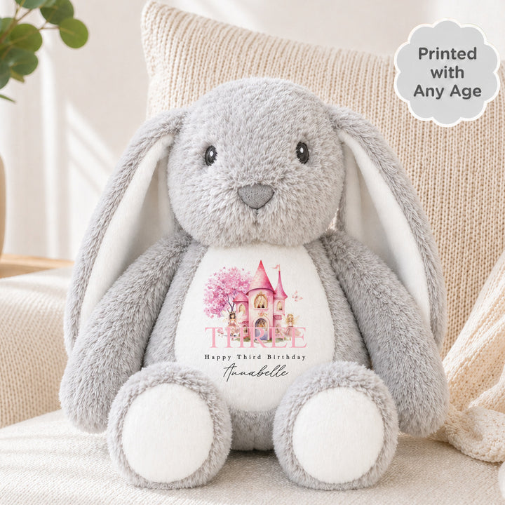 Personalised Pink Fairy Castle Any Age Birthday Teddy