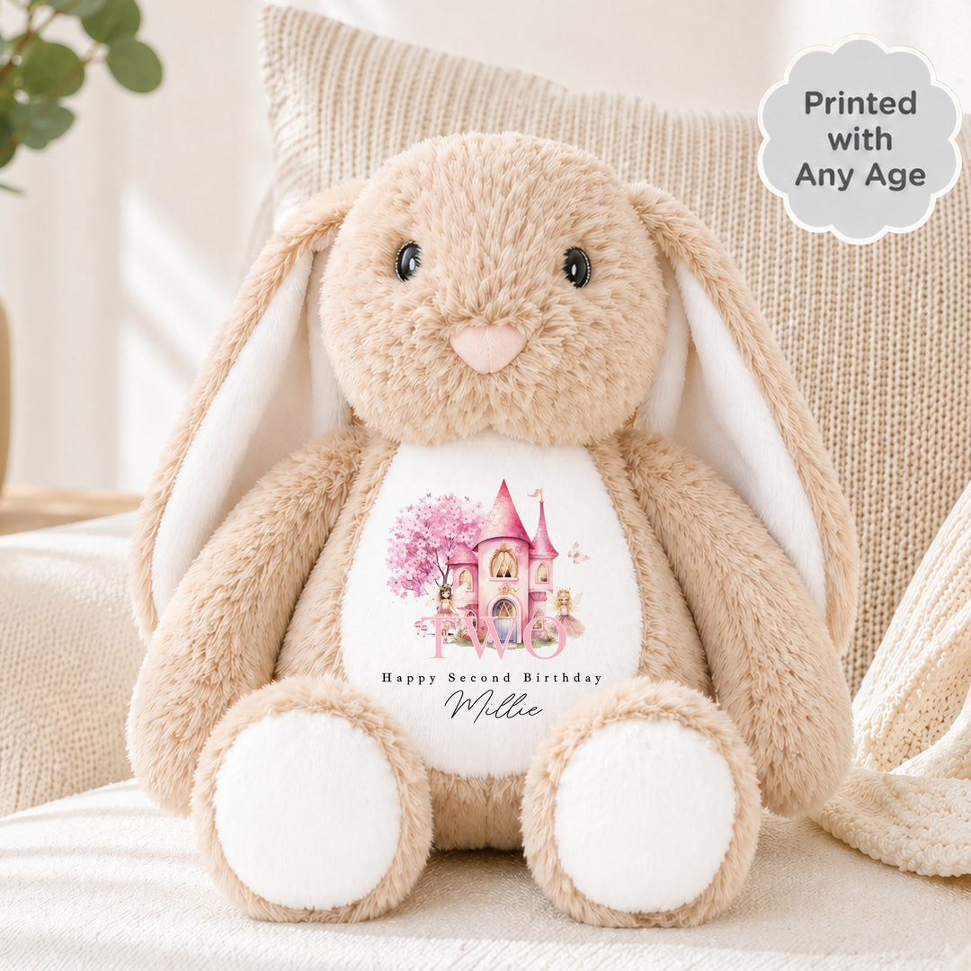 Personalised Pink Fairy Castle Any Age Birthday Teddy