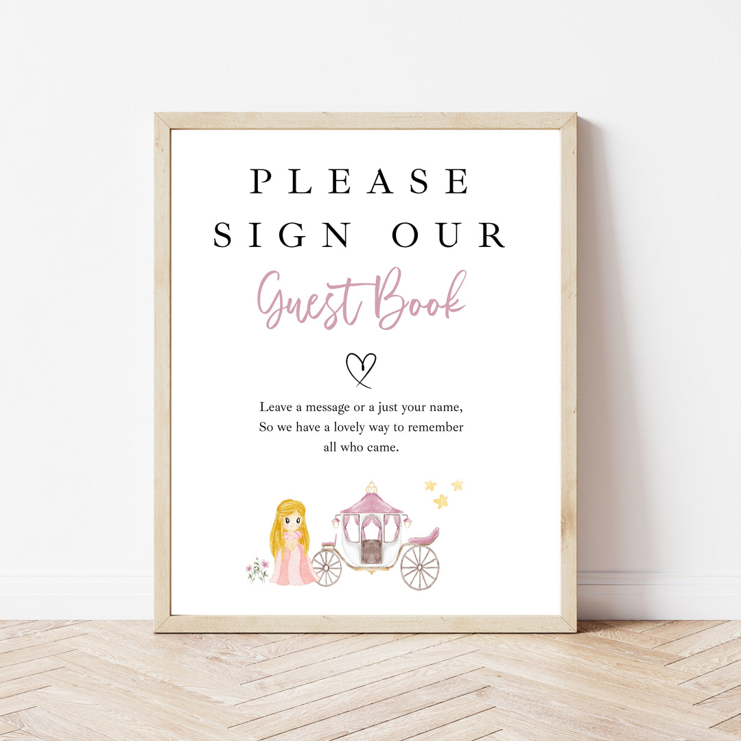 Personalised Pink Princess Birthday Party Guest Book
