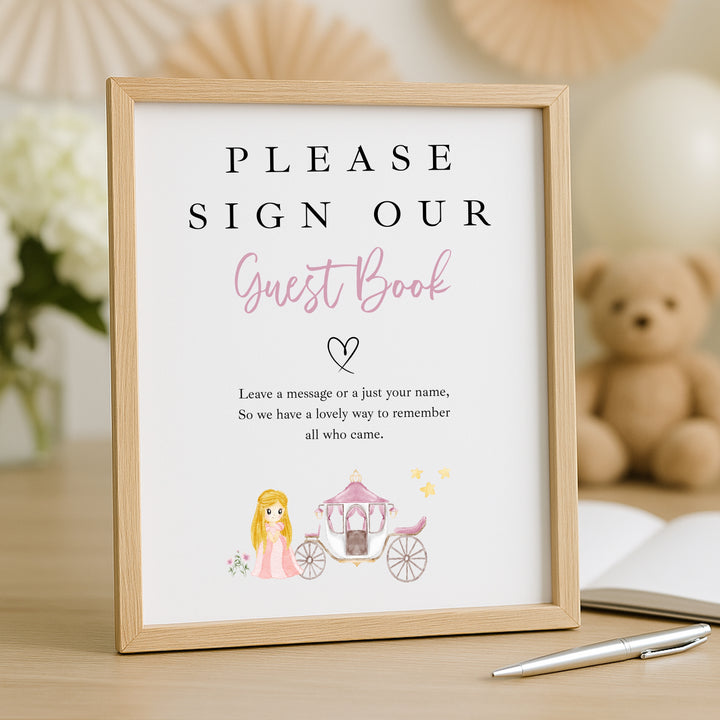 Personalised Pink Princess Birthday Party Guest Book