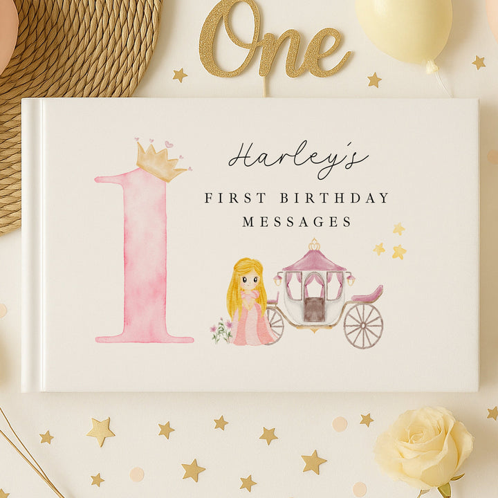Personalised Pink Princess Birthday Party Guest Book