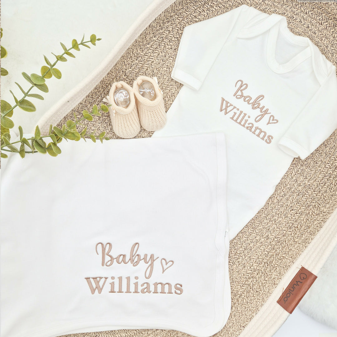 Personalised Embroidered Babygrow/Blanket