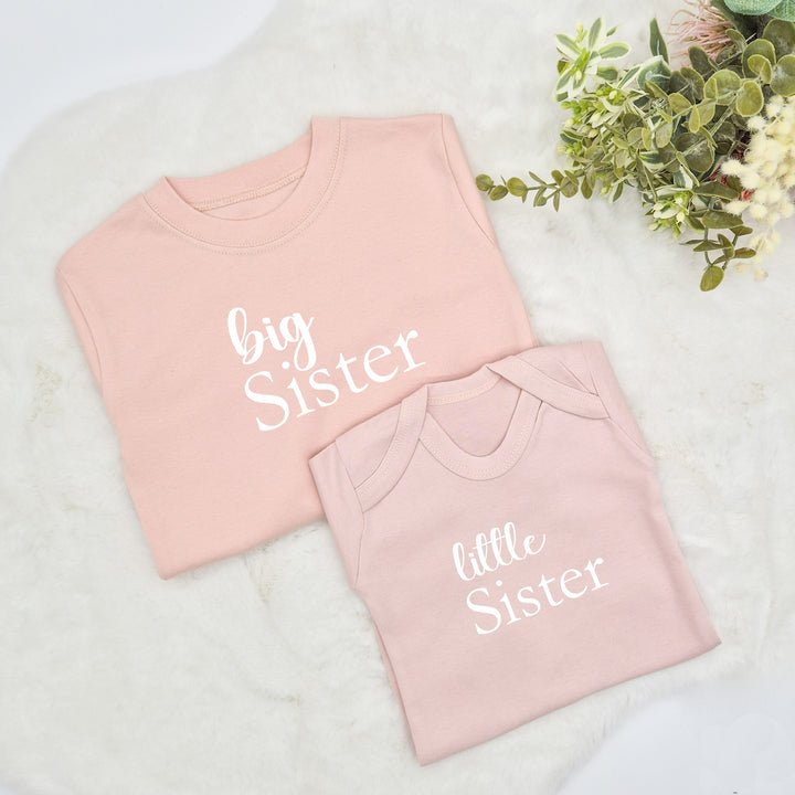 Personalised Embroidered Script Sibling Matching Babygrow/T-shirt