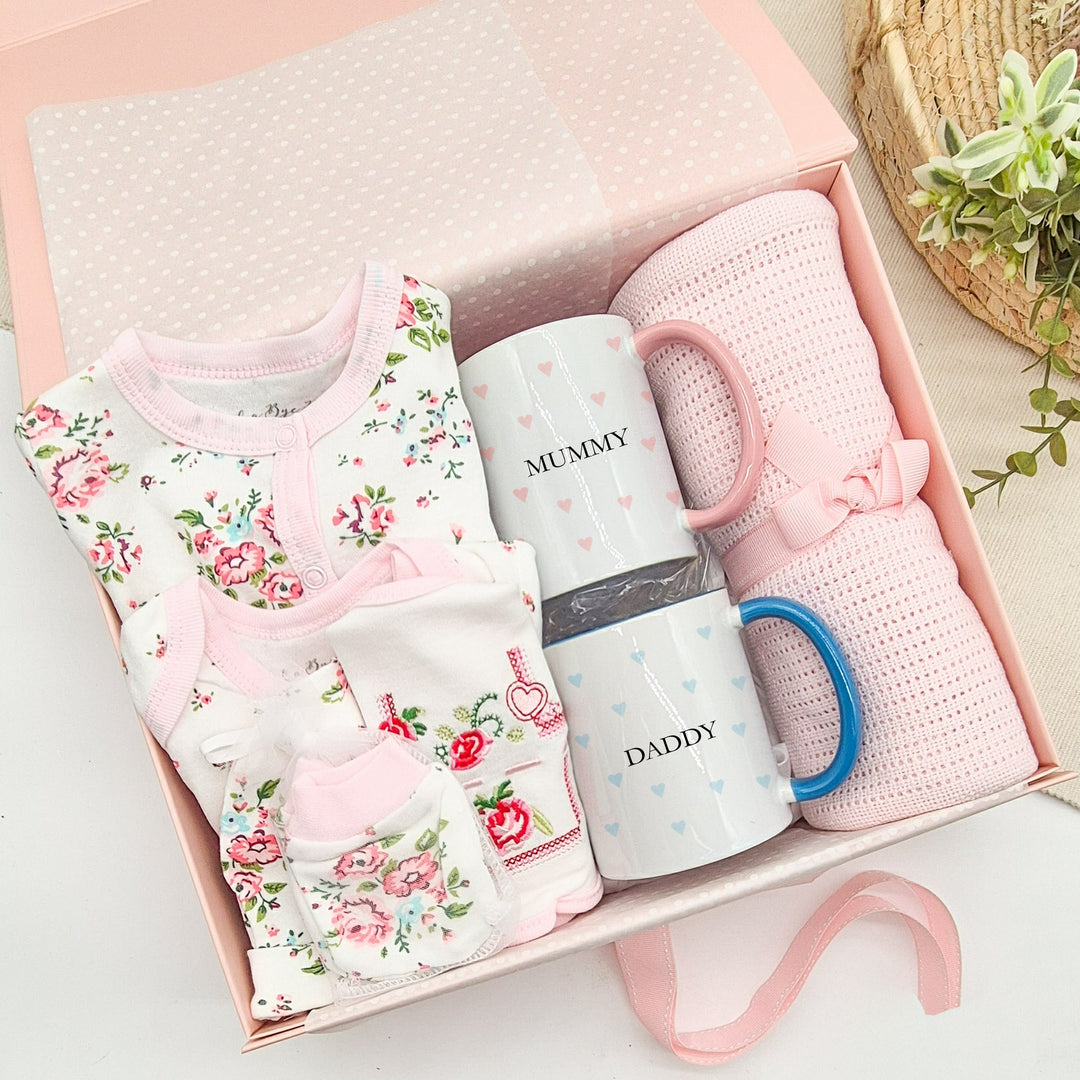 Floral Girls &amp; Custom Mugs Luxury Gift Hamper Set