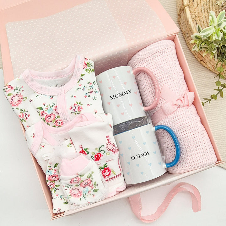 Floral Girls &amp; Custom Mugs Luxury Gift Hamper Set