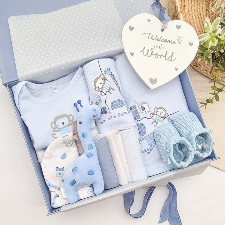 Boys Blue Animals Luxury Gift Hamper Set