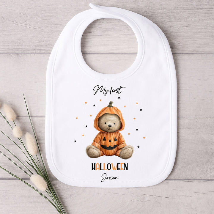 Personalised Pumpkin Teddy My First Halloween Baby Grow or Vest