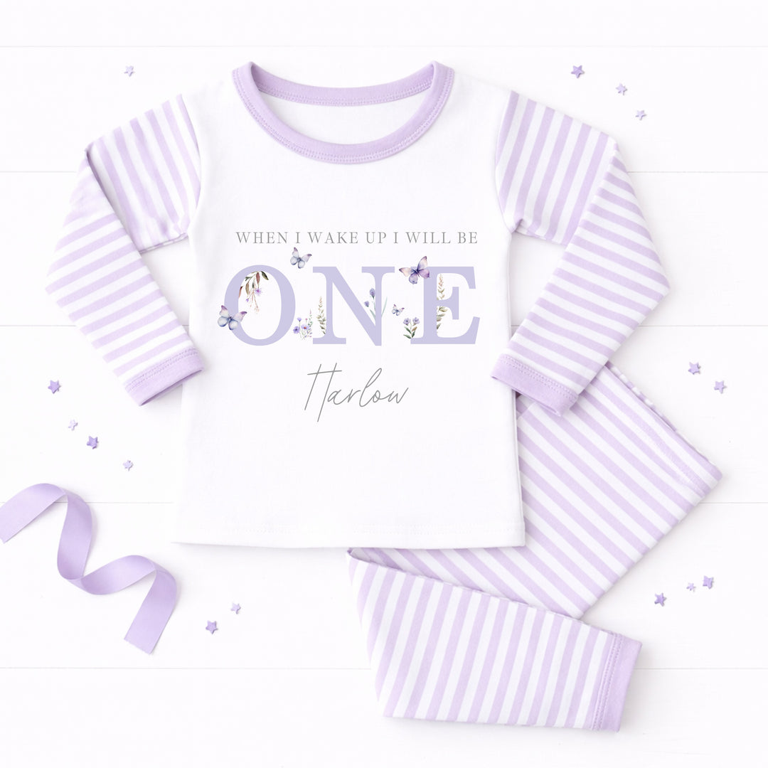 Personalised Purple Butterfly First Birthday Pyjamas