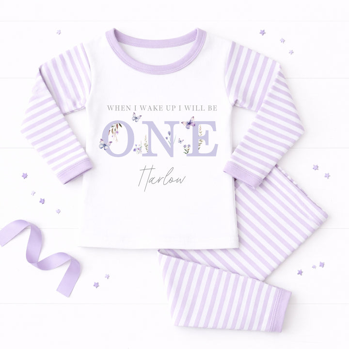 Personalised Purple Butterfly First Birthday Pyjamas