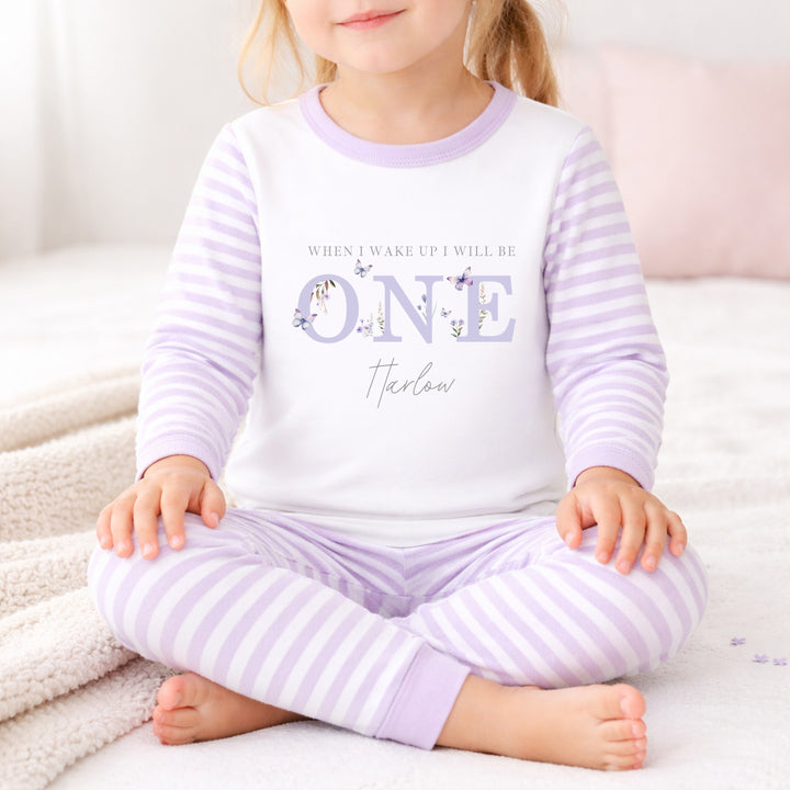 Personalised Purple Butterfly First Birthday Pyjamas