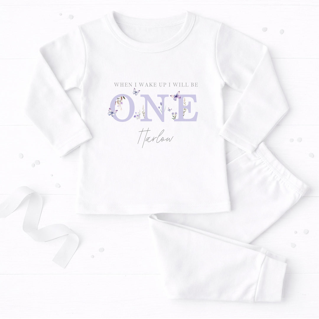 Personalised Purple Butterfly First Birthday Pyjamas