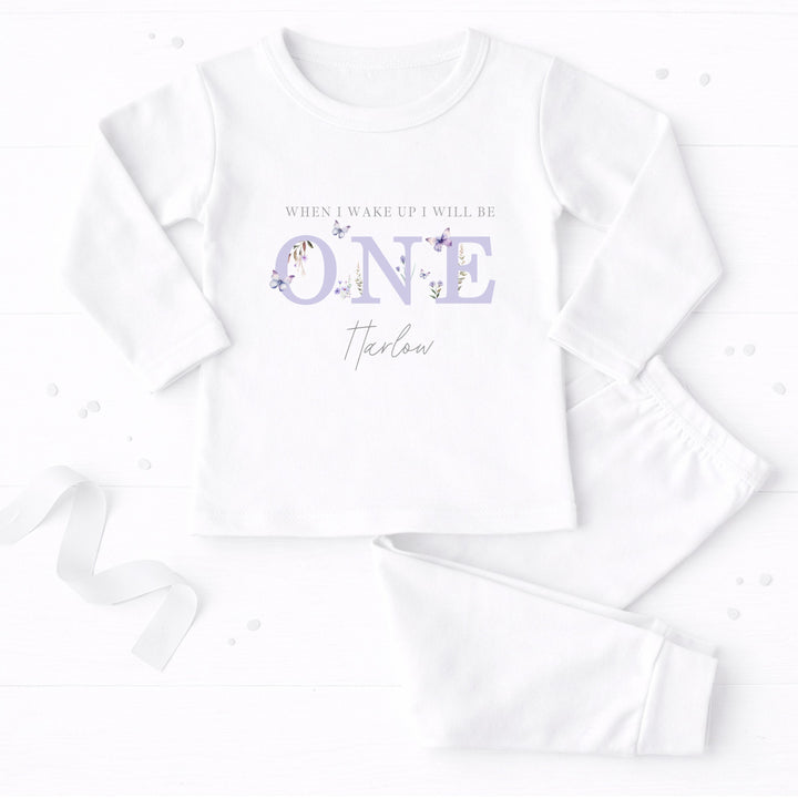 Personalised Purple Butterfly First Birthday Pyjamas