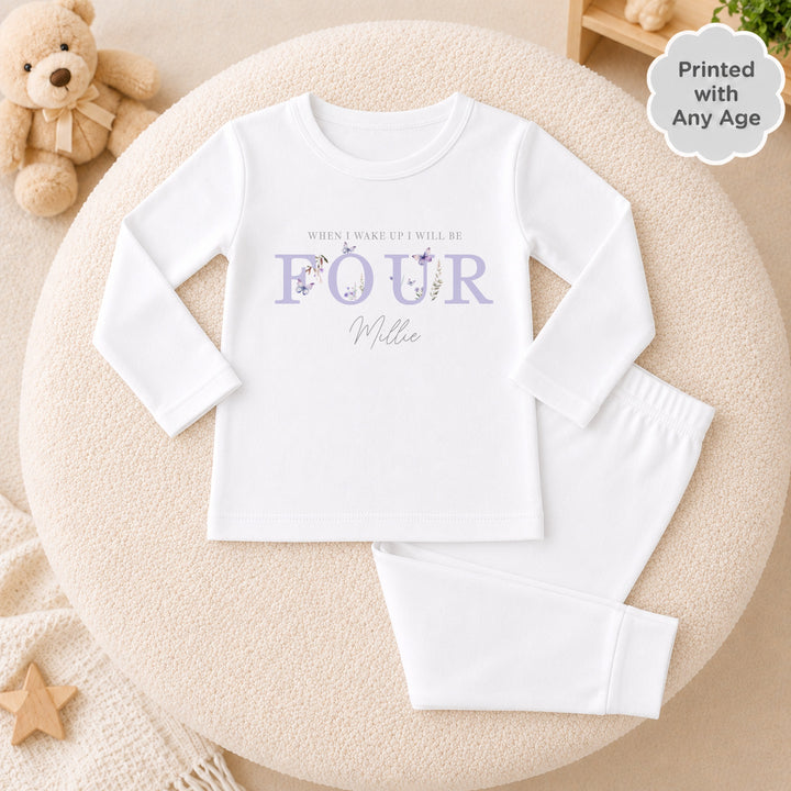 Personalised Purple Butterfly Any Age Birthday Pyjamas