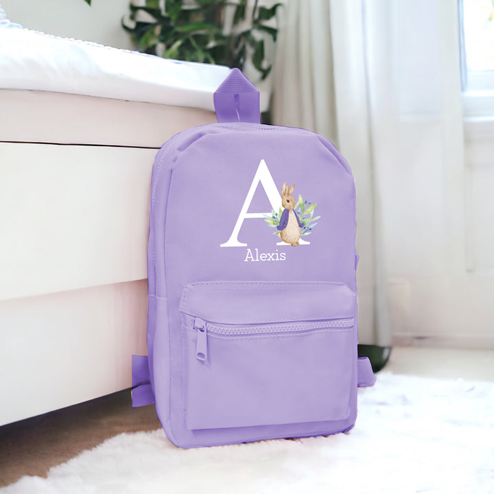 Personalised Purple Rabbit Initial Backpack