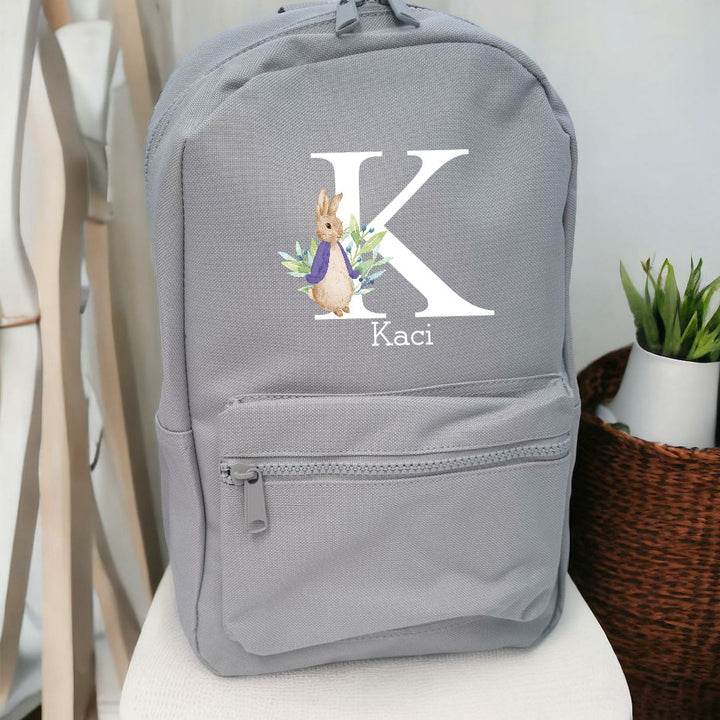 Personalised Purple Rabbit Initial Backpack