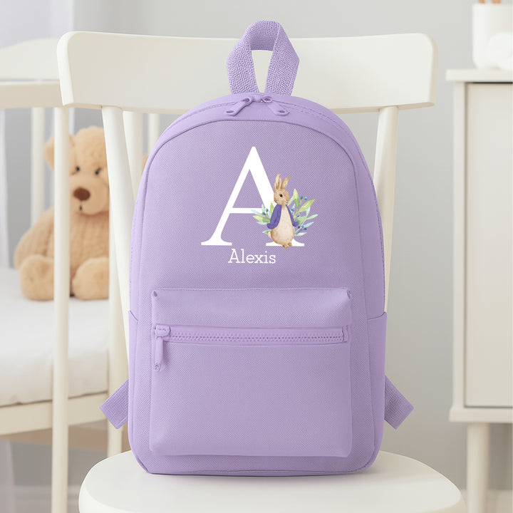 Personalised Purple Rabbit Initial Backpack