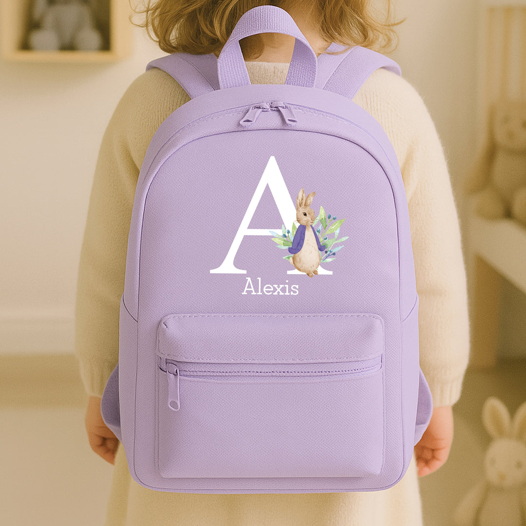Personalised Purple Rabbit Initial Backpack