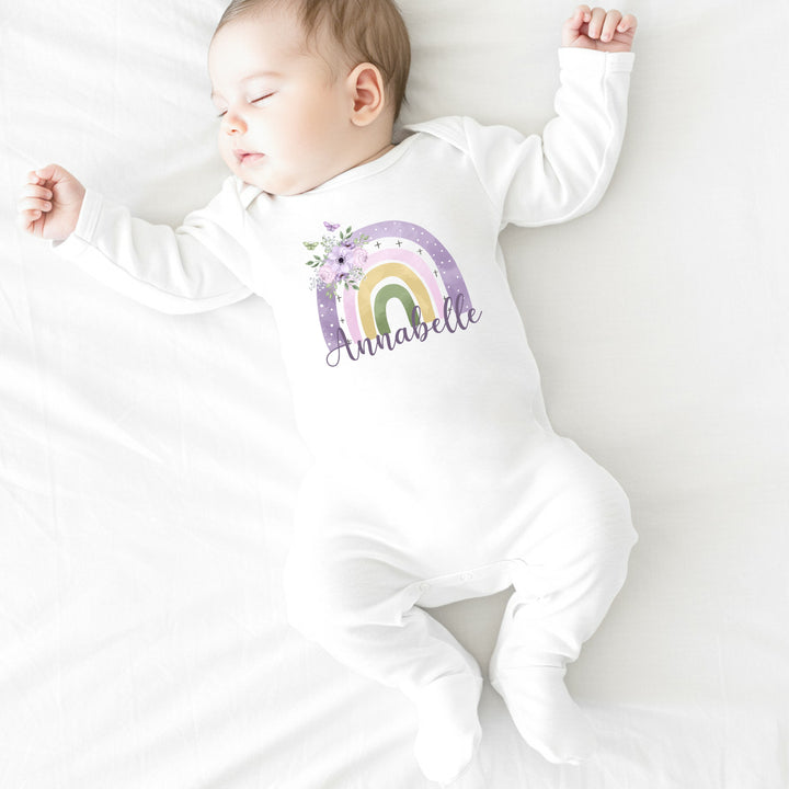 Personalised Purple Rainbow Babygrow/Vest