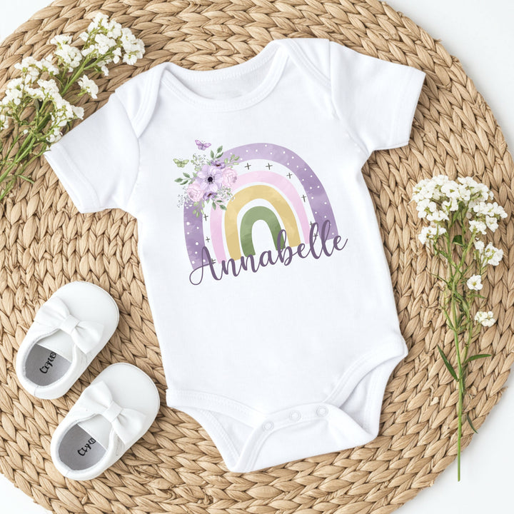 Personalised Purple Rainbow Babygrow/Vest